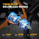 Qlife Electric Folding Tricycle for Adults, Peak 750W Brushless Motor Folding Trike Ebike 468Wh Removable Battery, Step-Thru 3 Wheel Electric Bicycle, up to 50 Miles UL2849 Orange