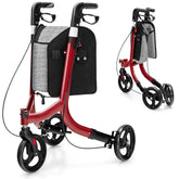 3-Wheel Rolling Walker Folding Rollator Walker with 8 Inch Wheels Red