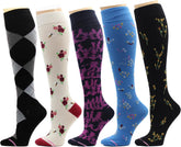 5 Pairs Therapeutic Graduated 8-15Mmhg Compression Women'S Knee-Hi Socks