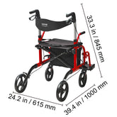 Succebuy 2 in 1 Rollator Walker & Transport Chair for Seniors Folding Rolling Walker Wheelchair Combo & Aluminum Mobility Walker