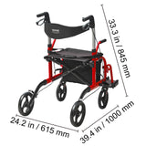 Succebuy 2 in 1 Rollator Walker & Transport Chair for Seniors Folding Rolling Walker Wheelchair Combo & Aluminum Mobility Walker