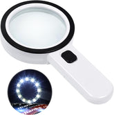 Magnifying Glass with 12 LED Lights, 30X Double Glass Lens Handheld Illuminated