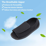 Men'S Open Toe Diabetic Recovery Slippers, Adjustable Orthopedic Wide Width Walking Shoes for Arthritis Edema Swollen Feet Elderly Men