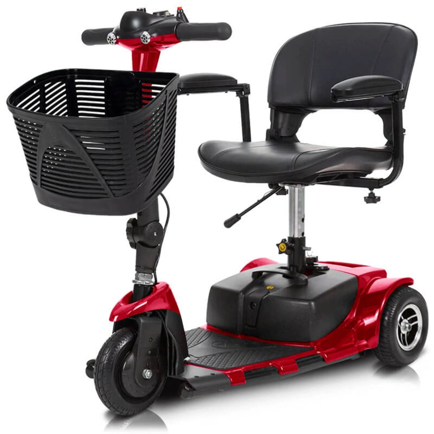Vive 3-Wheel Mobility Scooter, Electric Powered Wheelchair for Travel - Electrical Medical Cart, Red