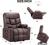 Power Lift Massage Recliner Chair, OKIN Motor Heat and Vibration for Elderly, PU Living Room Sofa Chair with Remote Control, USB Charge Port and Cup Holders
