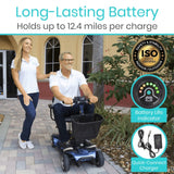 4 Wheel Battery Powered Mobility Scooter - Electric Transport Chair- Compact Heavy Duty Mobile for Travel, Adults, Elderly with Basket and Charger Included, Red