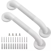 12 In. Shower Grab Bar in White, 304 Stainless Steel Anti-Slip Bathroom Grab Bar, Handicap Shower Grab Bar (2-Pack)