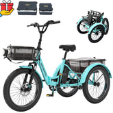 ABORON 3.0 Fat Tire Electric Trike for Senior Foldable E-Bike, 500W Motorized Tricycle Adult 20" Folding 3 Wheel Electric Commute Bike Trike W/48V Battery and Storage Baskets, UL2849