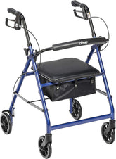 Drive Medical Aluminum Rollator Walker Fold up and Removable Back Support,