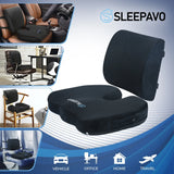 Memory Foam Seat Cushion for Office Chair-Orthopedic Back and Butt Pillow for Sciatica Tailbone Coccyx Hip Pain Relief for Sitting, Gaming, Desk, Car, Airplane-Padded Lumbar Support Pillow