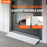 VEVOR Door Threshold Ramp, 1 Rise, 800 Lbs Load Capacity, Door Ramp for Wheelchairs, Aluminum Threshold Ramp for Doorways, Adjustable Modular Threshold Ramp for Wheelchairs, Scooters, Power Chairs