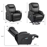 Black Leather Standard (No Motion) Recliner with Power Lift