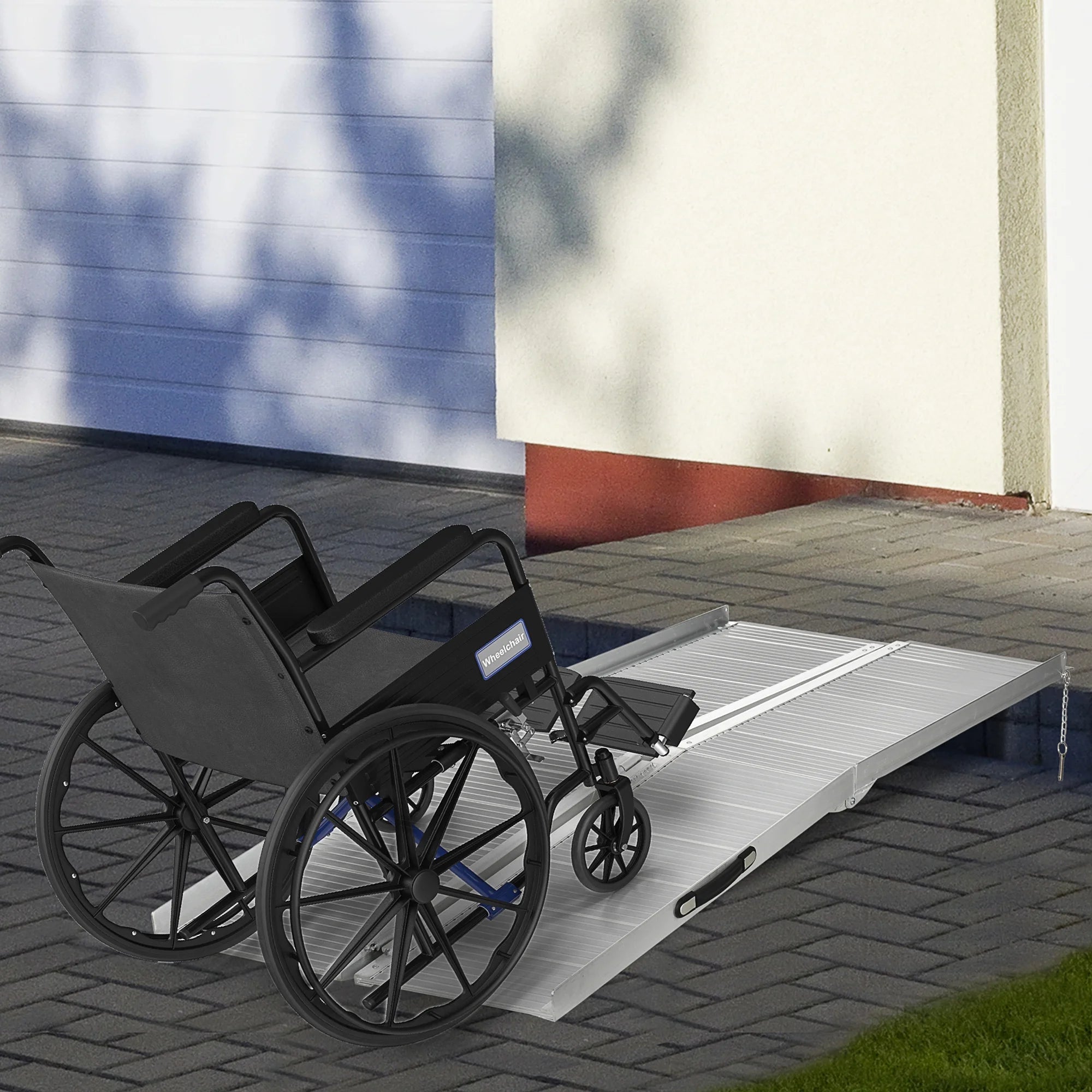 Portable Textured Aluminum Folding Wheelchair Threshold Ramp
