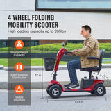 Heavy-Duty 4 Wheel Mobility Scooter for Seniors 12 Mile Long Range 265LBS