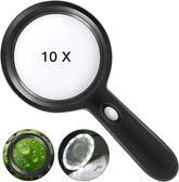 10X Magnifying Glass with 12 LED Lights - Large Lighted Magnifying Glass for Reading, Inspection, Coins, Jewelry, Exploring