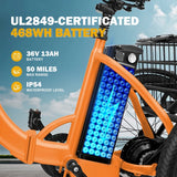 Qlife Electric Folding Tricycle for Adults, Peak 750W Brushless Motor Folding Trike Ebike 468Wh Removable Battery, Step-Thru 3 Wheel Electric Bicycle, up to 50 Miles UL2849 Orange