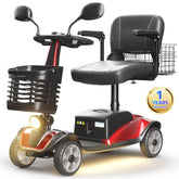 Upgrade 4 Wheel Mobility Scooter for Seniors, Foldable Powered Mobile Wheelchair for Adult 330Lbs, Red