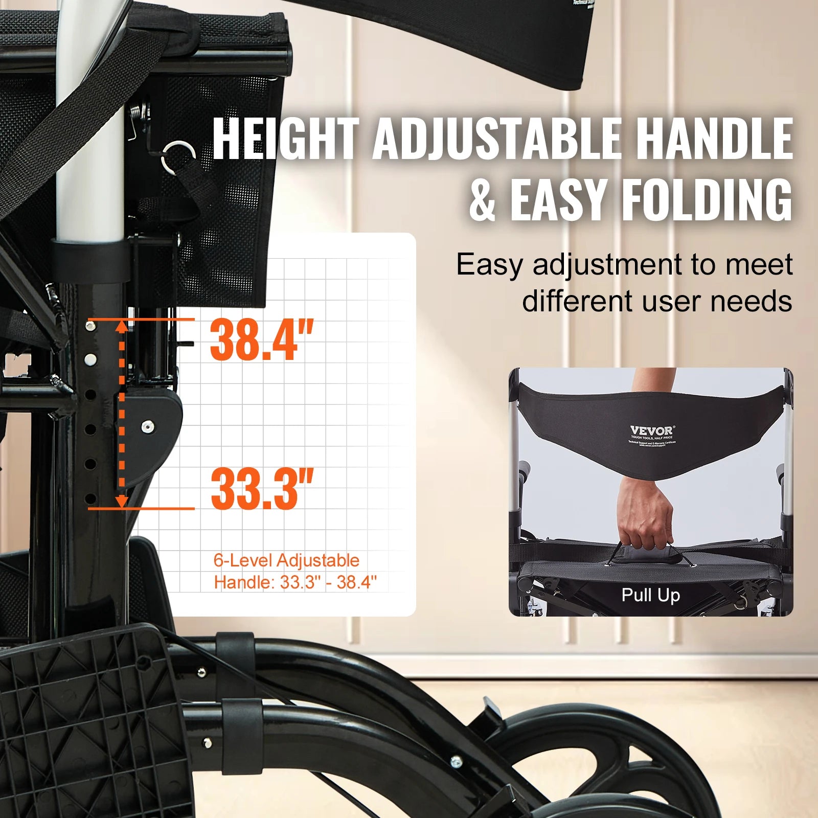 Succebuy 2 in 1 Rollator Walker & Transport Chair for Seniors Folding Rolling Walker Wheelchair Combo & Aluminum Mobility Walker