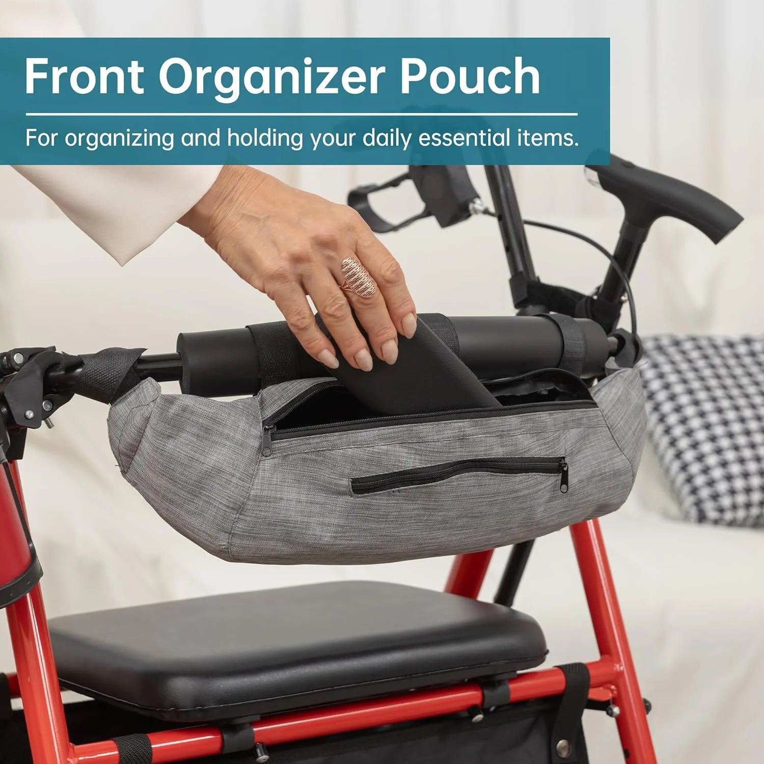 Rollator Walker with Seat, 10" Wheels, Adjustable Handles, Mobility Walker for Seniors Adult, Red