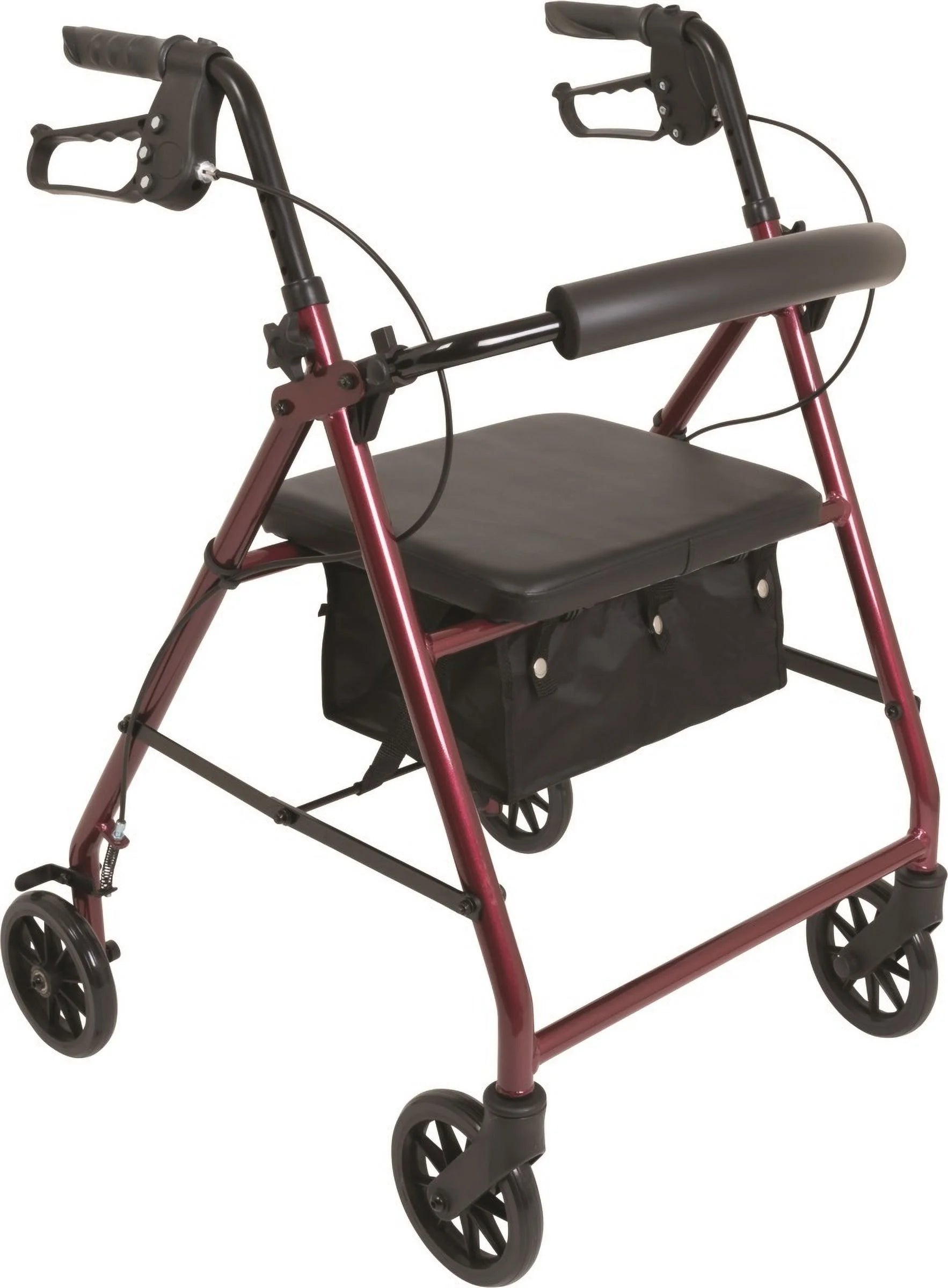 Aluminum Rollator, 6" Wheels, Black, 300 Lb Weight Capacity