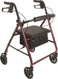Aluminum Rollator, 6" Wheels, Black, 300 Lb Weight Capacity