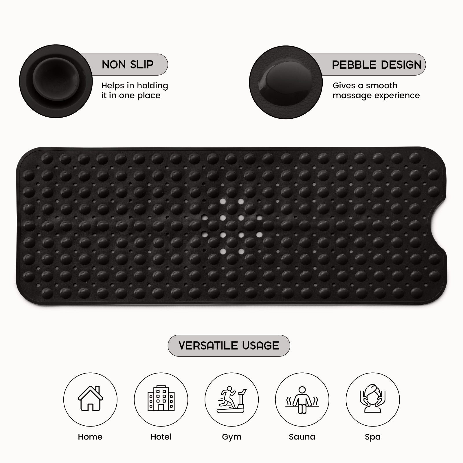 Non-Slip Bath Tub Mat (40 X 16)Inch Extra Long Antibacterial Bathroom Shower Mat