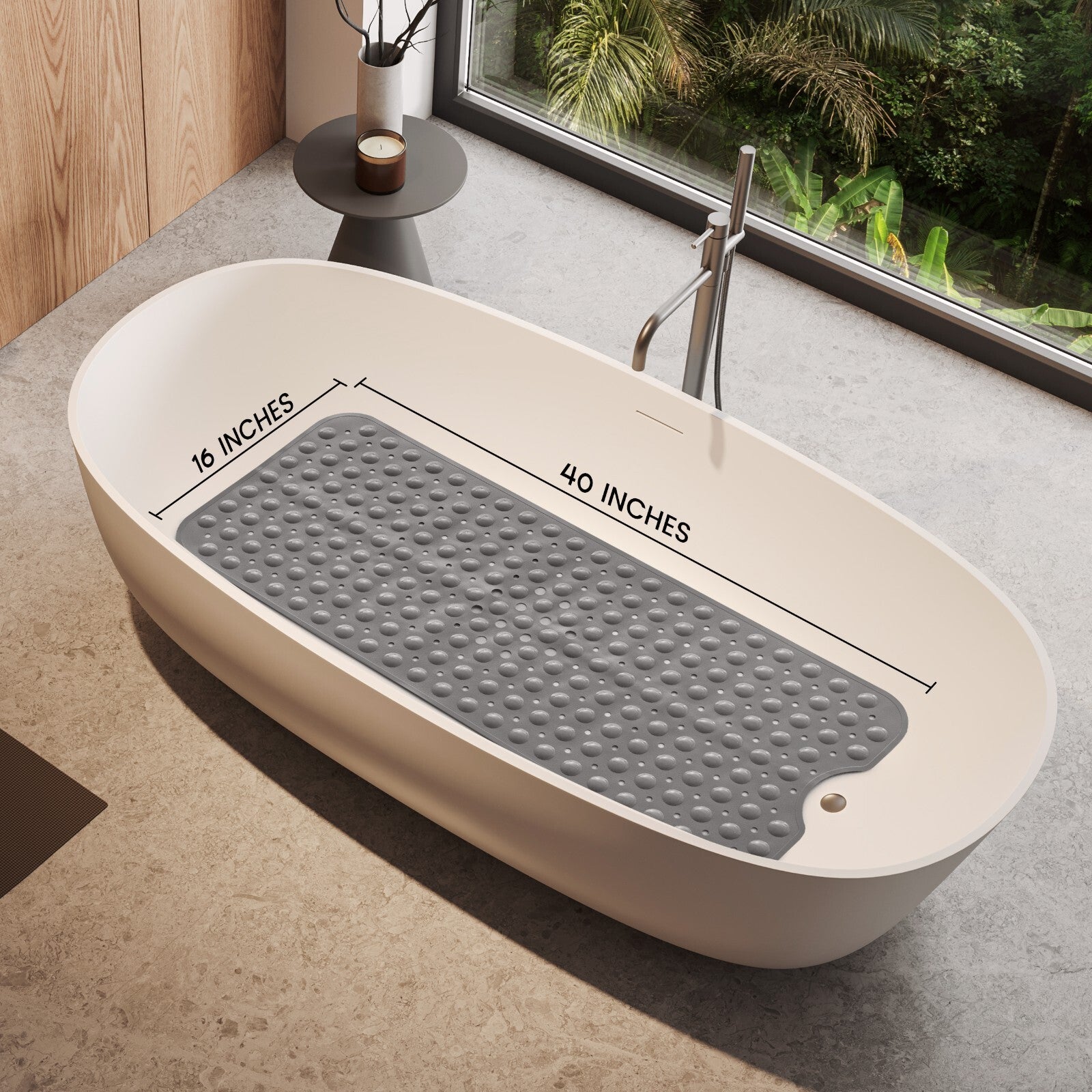 Non-Slip Bath Tub Mat (40 X 16)Inch Extra Long Antibacterial Bathroom Shower Mat