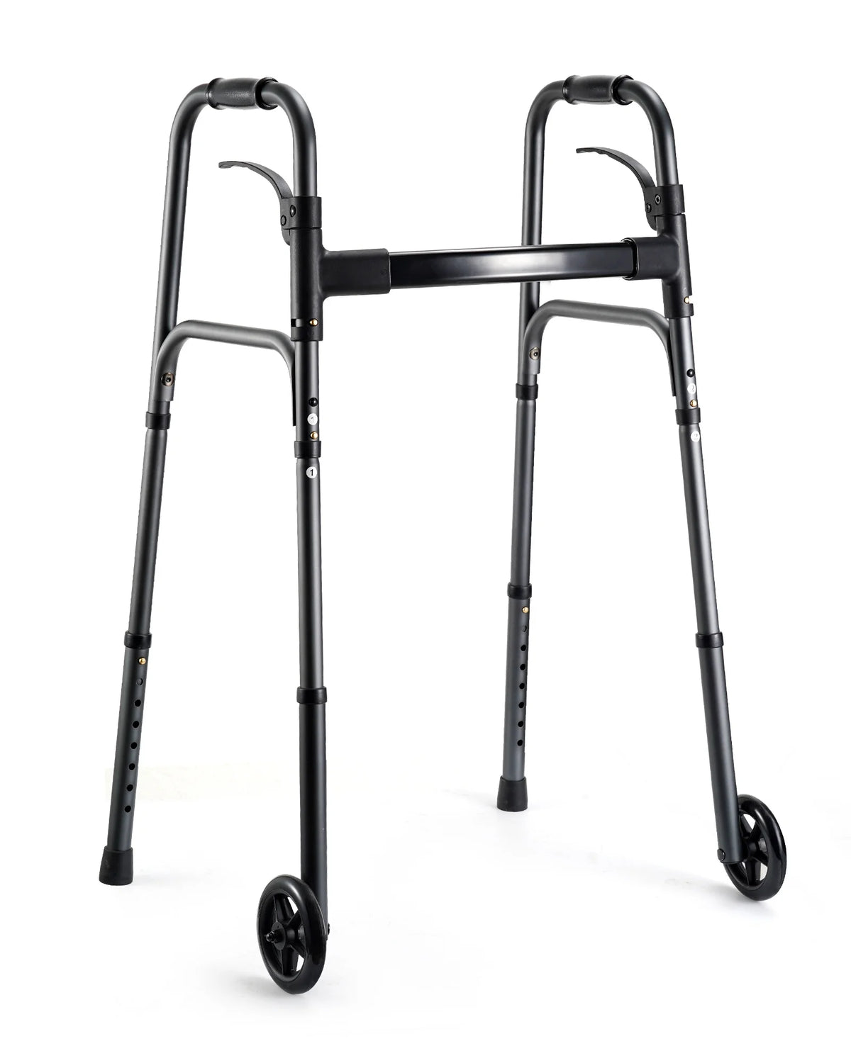 Compact Folding Walker for Seniors & Adults, Deluxe Lightweight Mobility Aids Walker with 5" Wheels and Trigger Release up to 300 Lbs, Aluminium