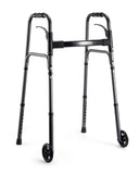 Compact Folding Walker for Seniors & Adults, Deluxe Lightweight Mobility Aids Walker with 5" Wheels and Trigger Release up to 300 Lbs, Aluminium