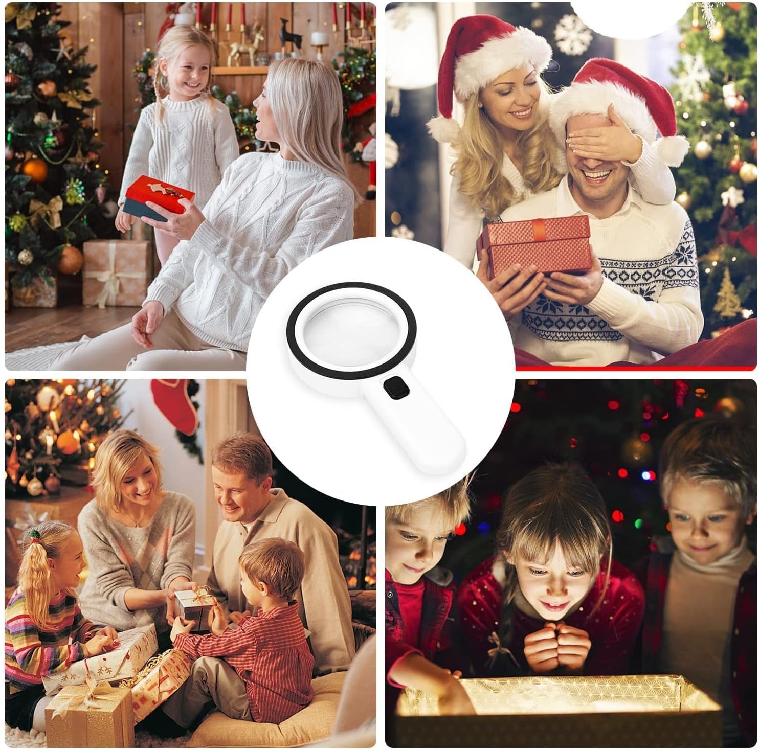 Magnifying Glass with 12 LED Lights, 30X Double Glass Lens Handheld Illuminated