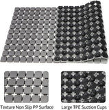Shower Mat Non Slip Bathtub Mats Bath Mat for Shower Tub with Suction Cups and Drain Holes, Anti-Slip Washable Bathroom Floor Shower Stall Mats, 33.4 X 15.7 Inch (Gradient Grey)