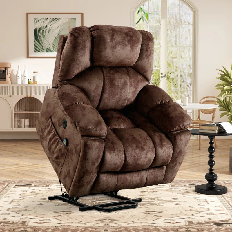 40.6" W Oversize Big Man Power Lift Assist Recliner Chair with Massage & Heating & Dual Cupholders & USB