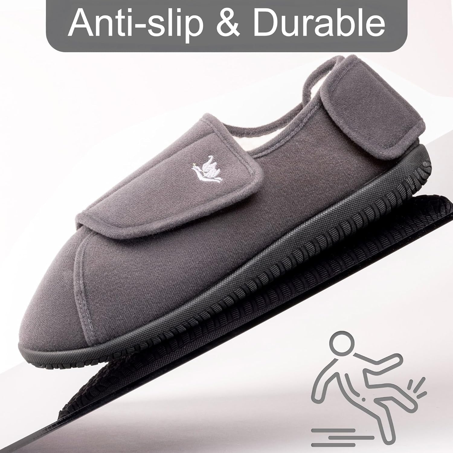 Women'S Wide, Extra Wide 80-D Memory Foam Diabetic Slipper with Adjustable Closure anti Slip Sole, Warm Plush Fleece Arthritis Edema Swollen Diabetic House Shoes