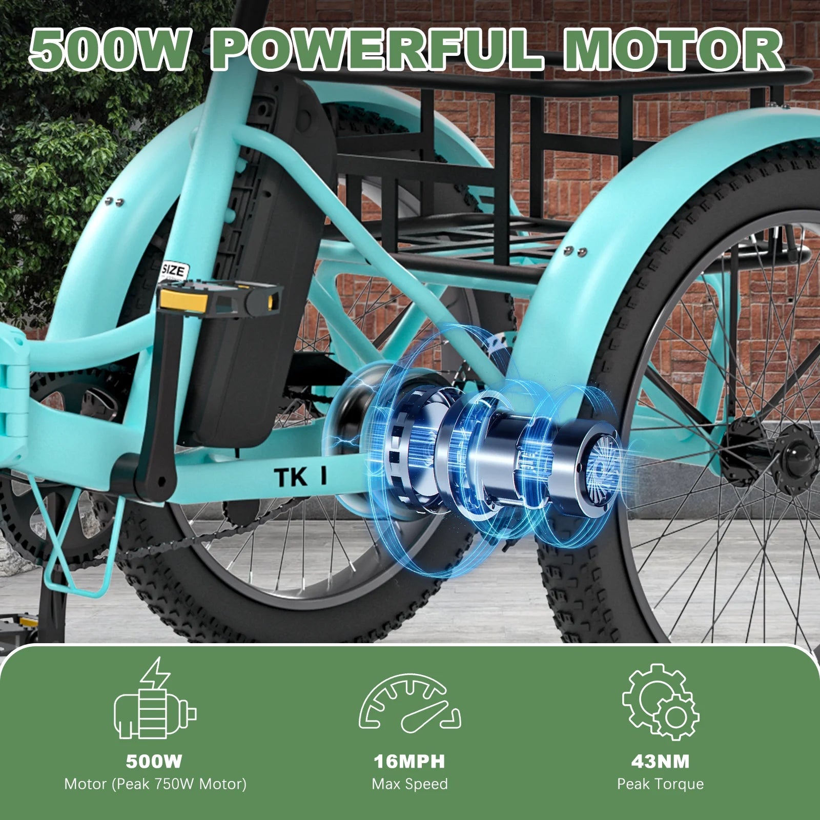 ABORON 3.0 Fat Tire Electric Trike for Senior Foldable E-Bike, 500W Motorized Tricycle Adult 20" Folding 3 Wheel Electric Commute Bike Trike W/48V Battery and Storage Baskets, UL2849