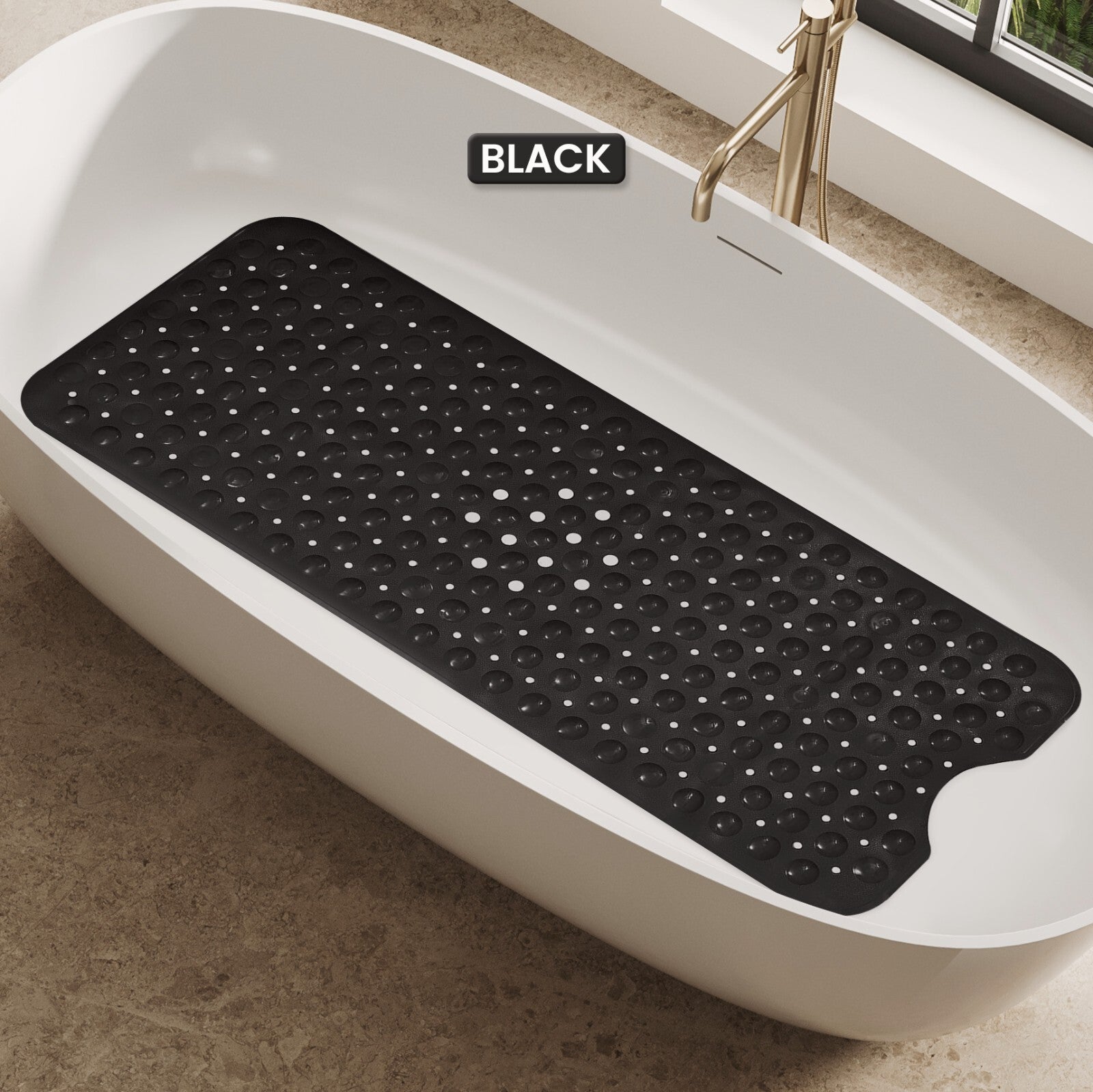Non-Slip Bath Tub Mat (40 X 16)Inch Extra Long Antibacterial Bathroom Shower Mat
