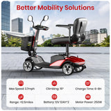 Upgrade 4 Wheel Mobility Scooter for Seniors, Foldable Powered Mobile Wheelchair for Adult 330Lbs, Red