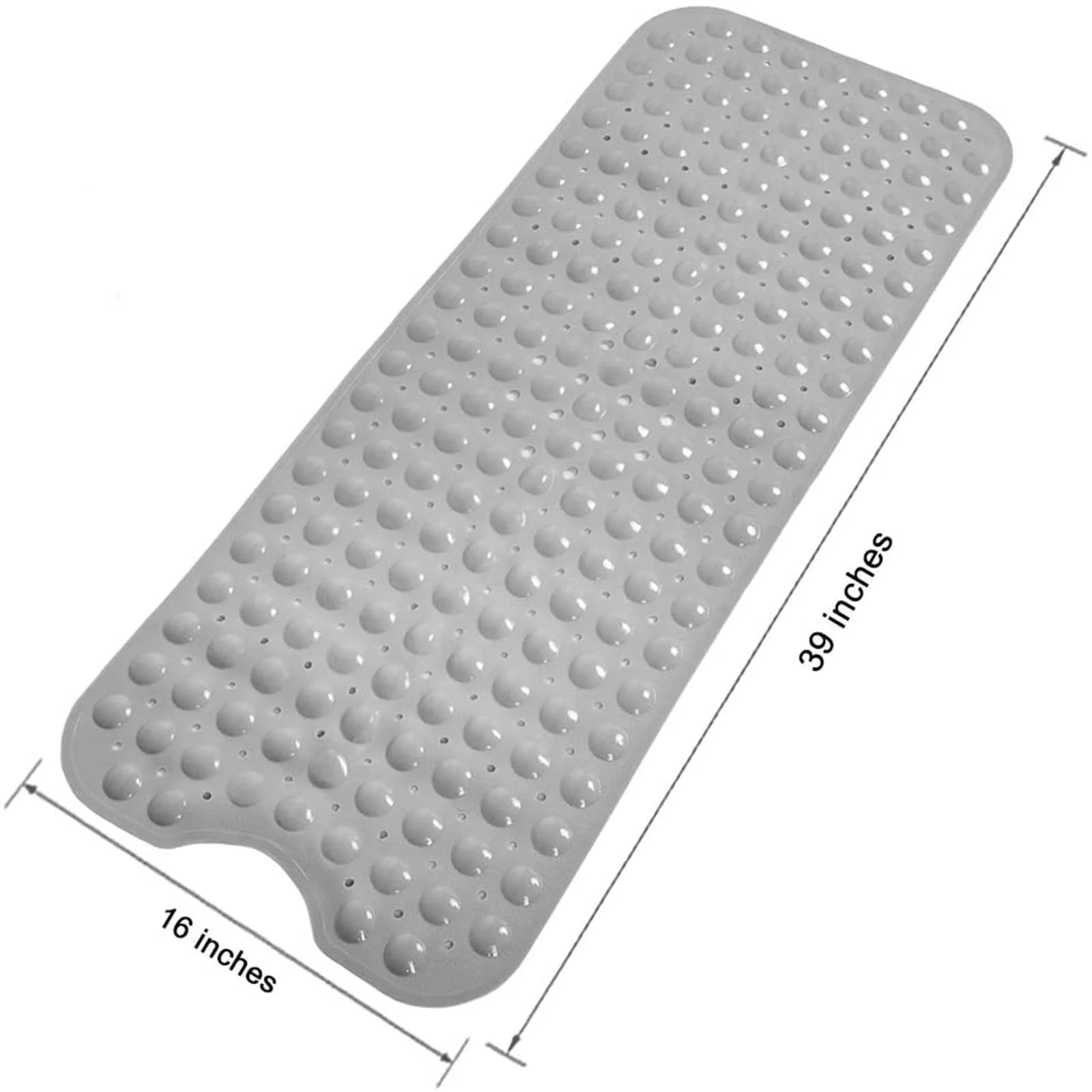 Non Slip Shower Mat for Bathtub with Drain Hole Bathroom Tub Mats Suction Cup 100X40Cm, Gray
