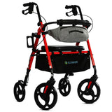 Rollator Walker with Seat, 10" Wheels, Adjustable Handles, Mobility Walker for Seniors Adult, Red