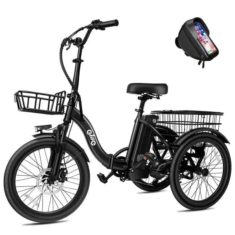 Qlife Electric Folding Tricycle for Adults, Peak 750W Brushless Motor Folding Trike Ebike 468Wh Removable Battery, Step-Thru 3 Wheel Electric Bicycle, up to 50 Miles UL2849 Orange