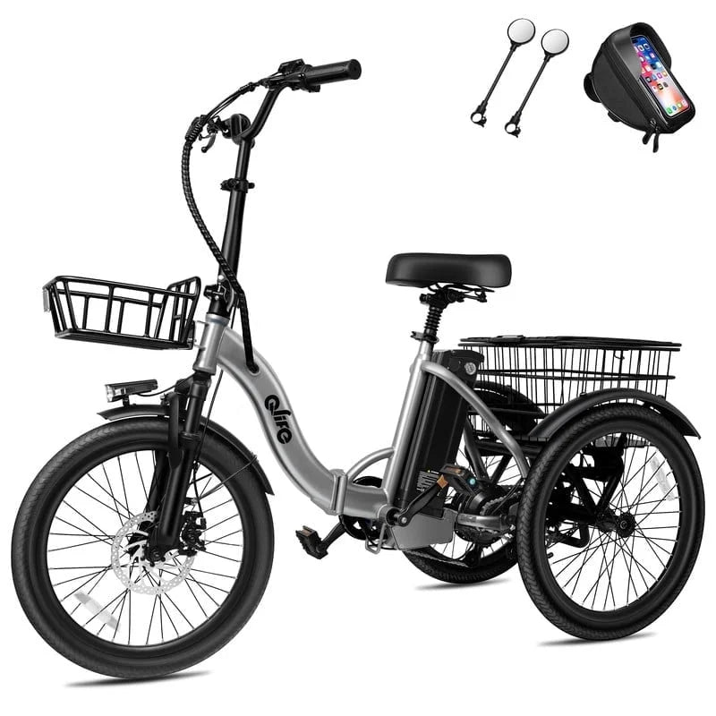 Qlife Electric Folding Tricycle for Adults, Peak 750W Brushless Motor Folding Trike Ebike 468Wh Removable Battery, Step-Thru 3 Wheel Electric Bicycle, up to 50 Miles UL2849 Orange