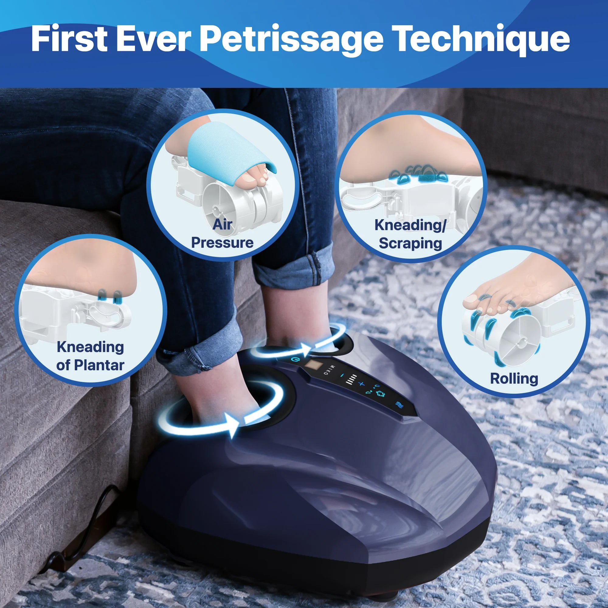 Shiatsu Foot Massager Machine - Deep Kneading, Shiatsu, Air Compression, and Heat Therapy - Touchscreen - 2 Wireless Remotes