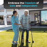 Compact Folding Walker for Seniors & Adults, Deluxe Lightweight Mobility Aids Walker with 5" Wheels and Trigger Release up to 300 Lbs, Aluminium
