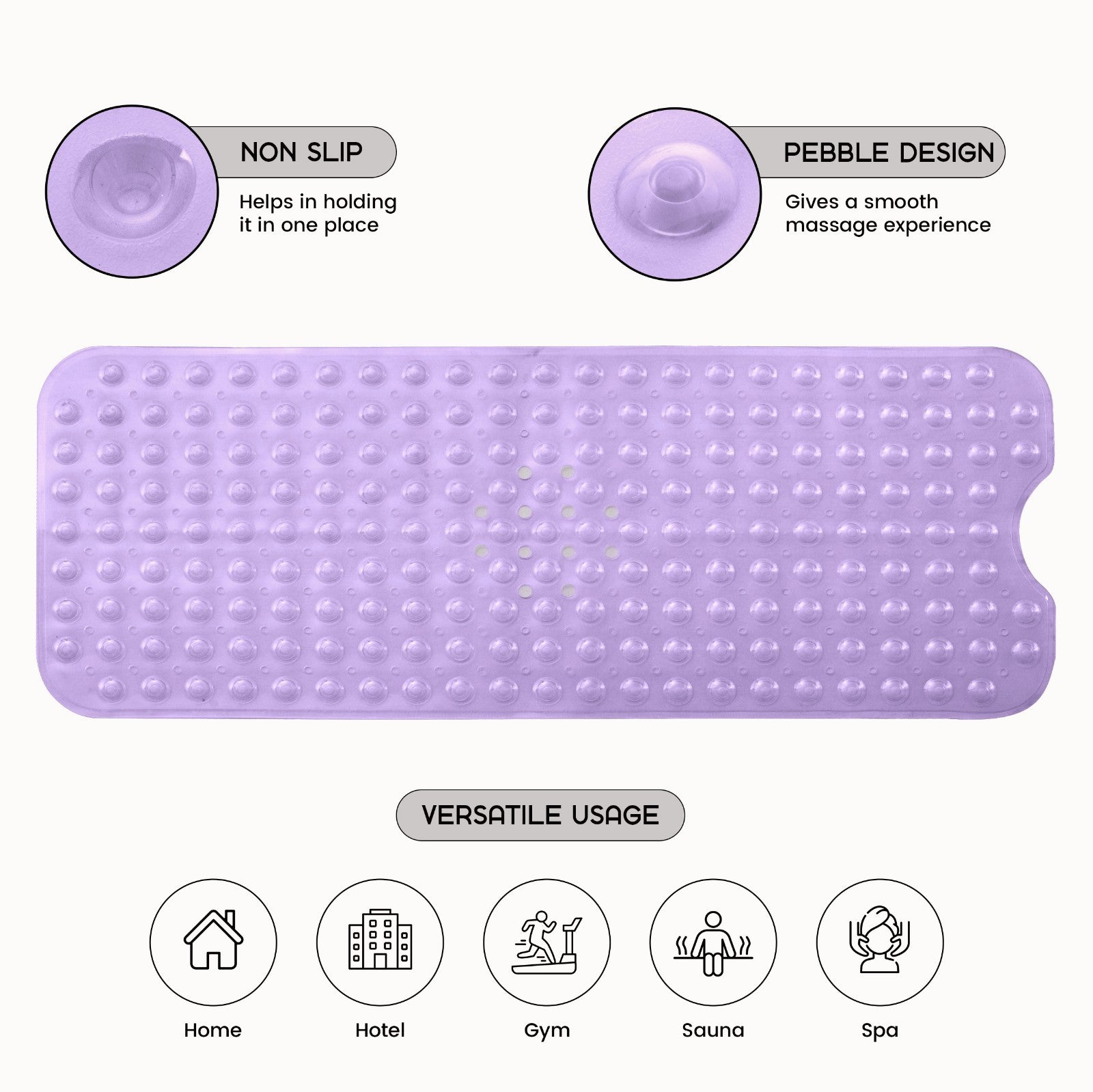 Non-Slip Bath Tub Mat (40 X 16)Inch Extra Long Antibacterial Bathroom Shower Mat