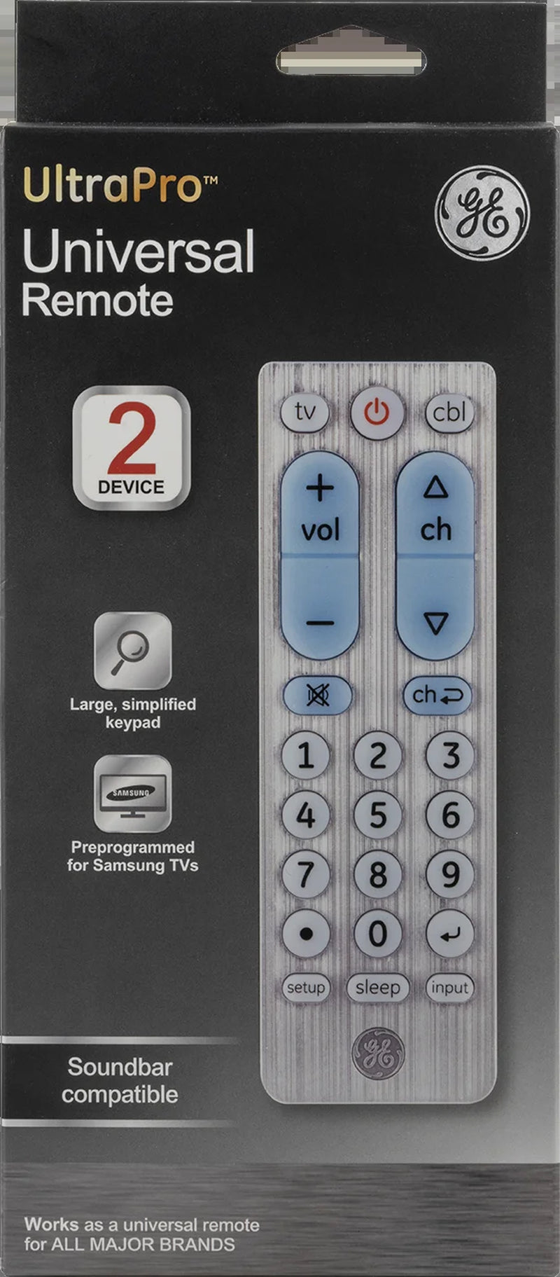 2-Device Big Button Universal TV Remote Control in Silver, 69882
