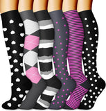 6 Pairs-Compression Socks for Women & Men Circulation Best Support for Nurses, Running, Athletic,Flight Travel