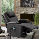Black Leather Standard (No Motion) Recliner with Power Lift