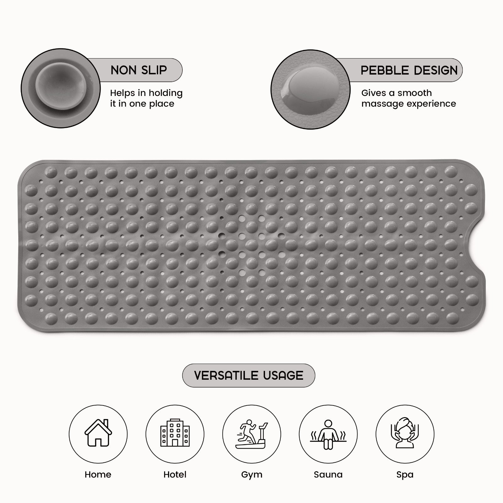 Non-Slip Bath Tub Mat (40 X 16)Inch Extra Long Antibacterial Bathroom Shower Mat
