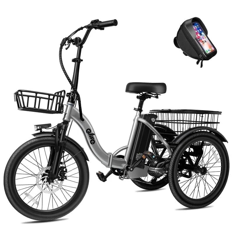 Qlife Electric Folding Tricycle for Adults, Peak 750W Brushless Motor Folding Trike Ebike 468Wh Removable Battery, Step-Thru 3 Wheel Electric Bicycle, up to 50 Miles UL2849 Orange