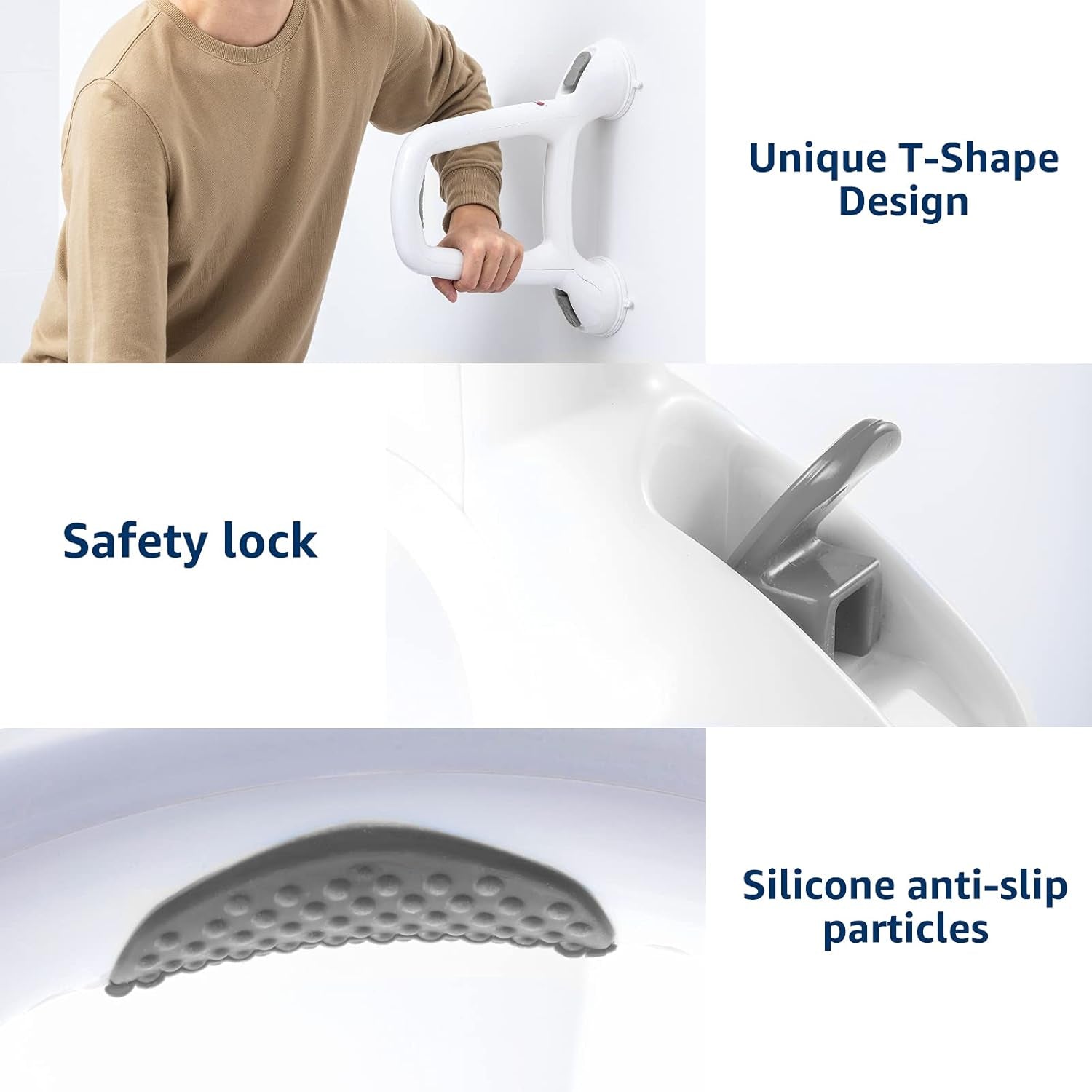 Suction Shower Safety Grab Bar Bathroom Balance Handle Strong Hold for Handicap
