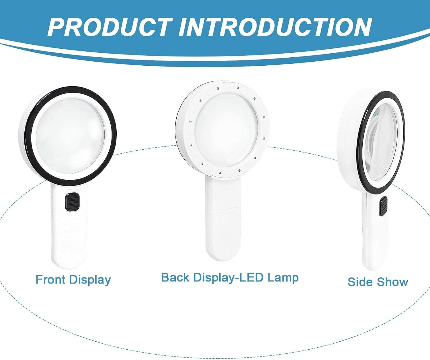 Magnifying Glass with 12 LED Lights, 30X Double Glass Lens Handheld Illuminated